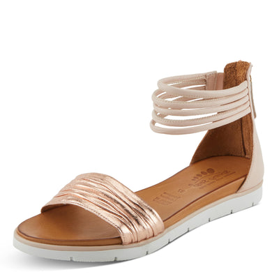 Spring Step MEXA Women's Leather Sandals with Metallic Front Strap and Zipper Closure