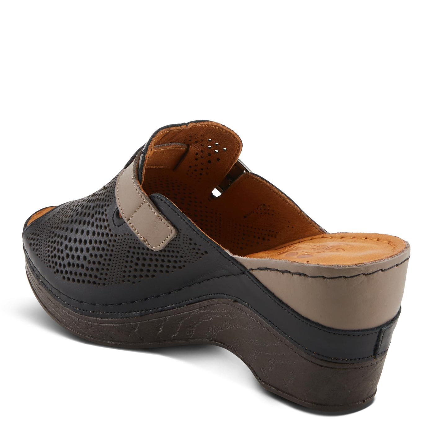 Spring Step MOMELLE Women's Perforated Leather Wedge Slide Sandals - Chic Style, Comfortable Elegance Black Multi EU 39 / US 8.5