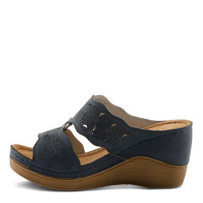 Flexus Women's Dreiser Slide Wedge Sandal Navy EU 37 / US 6.5-7