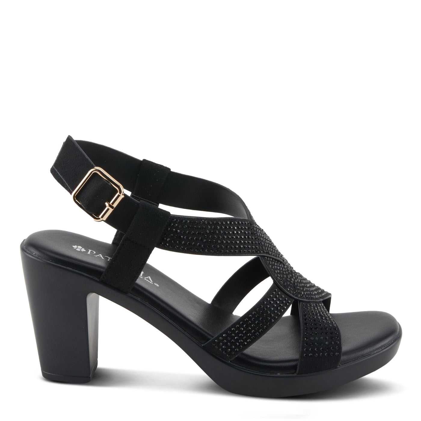 PATRIZIA Women's DRINA Slingback Cross-Over Heeled Sandals Black EU 41 / US 9.5-10