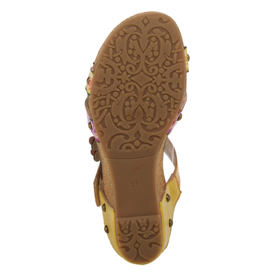 Spring Step L'Artiste Women's Delight Slide Sandals | Adjustable Hook & Loop Straps, Lightweight Designer Sandals for Women Yellow Multi EU 35 / US 5