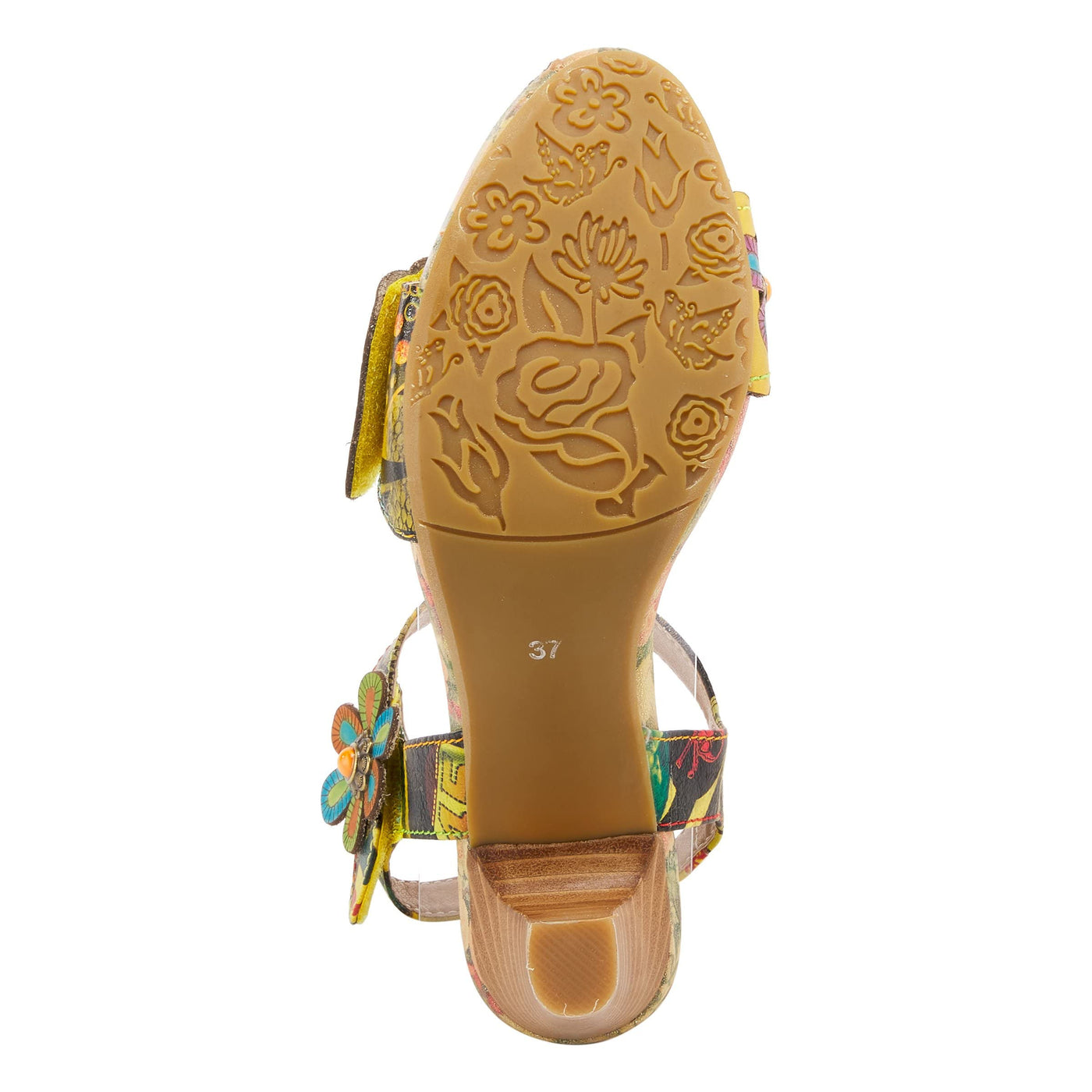 Spring Step L'Artiste Women's Gardena Quarter Strap Sandal Yellow Multi EU 40 / US 9