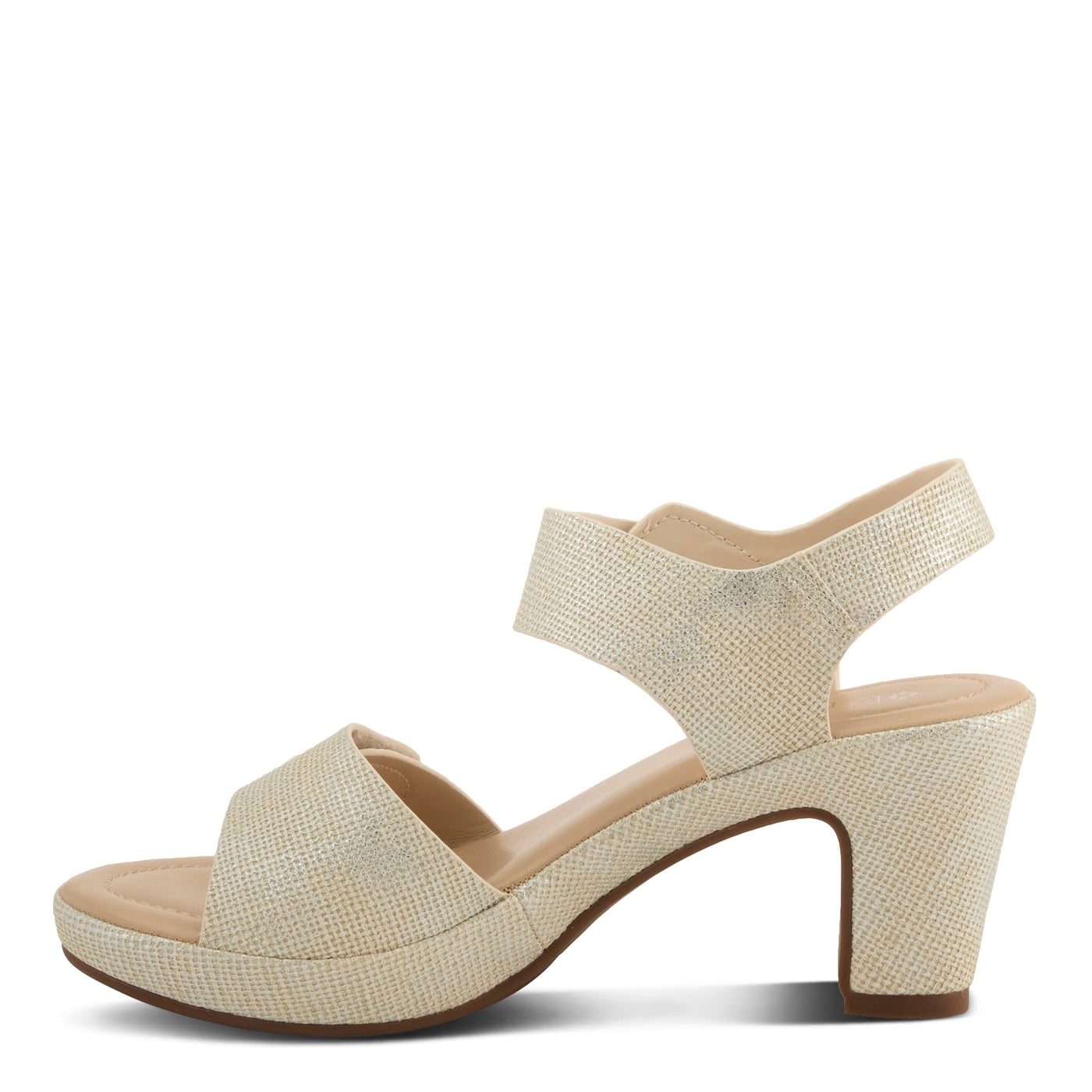 PATRIZIA Women's DADE-WOVEN Hook and Loop Sandals - Textured Faux Leather with Gold Button Accents, Adjustable Fit