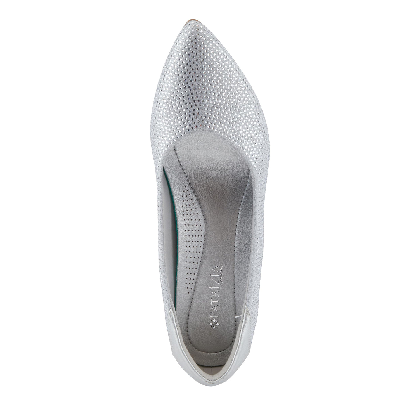 PATRIZIA Women's Senna Block Heel Pumps with Pointy-Toe Silhouette, Shimmering Crystals, and Comfortable Fit Silver EU 36 / US 5.5-6