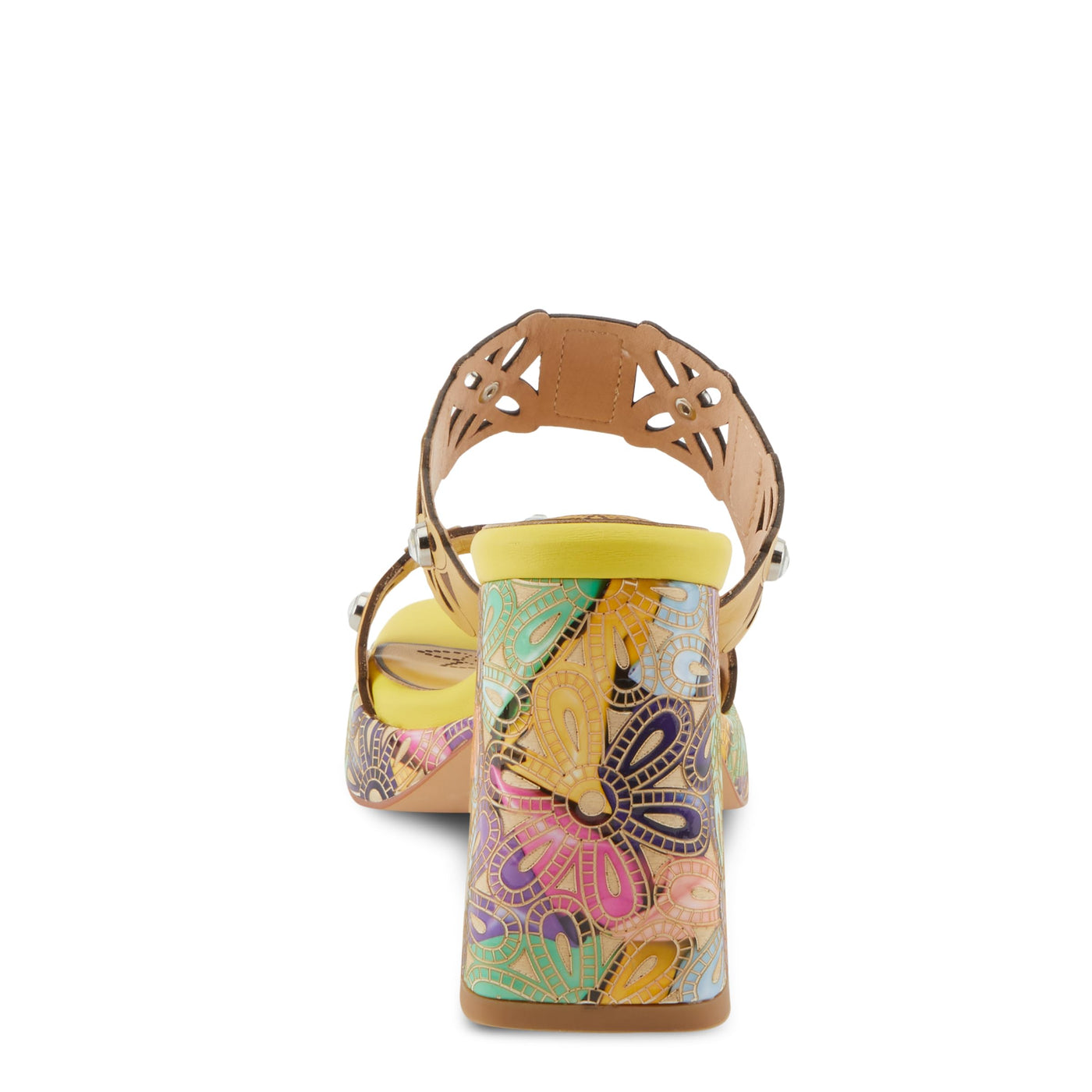 Spring Step L'Artiste Women's ELLAH Double Band Sandals - Chunky Heel, Intricate Designs, Padded Insole