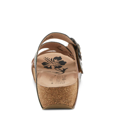 Spring Step L'Artiste Women's BRADY Hand-Painted Floral Cork Wedge Sandals Lilac Multi EU 41 / US 9.5-10