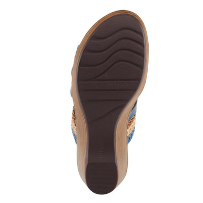 PATRIZIA Women's MAHINA Cross-Strapped Wedge Sandals Blue Multi EU 37 / US 6.5-7