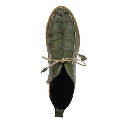 Spring Step Nespea Booties for Women - Waterproof Leather Women's Shoes with Zipper Closure - Western Ankle Boots for Women with Low Heel - Olive Green EU 41 / US 9.5-10