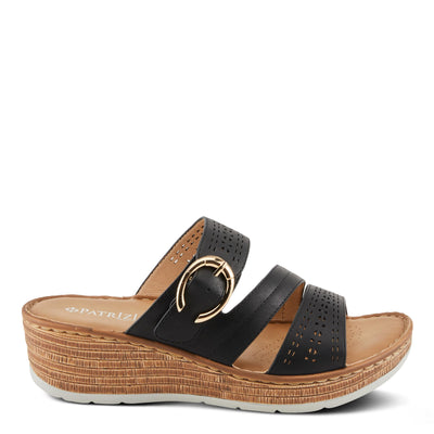 PATRIZIA Women's SHARONDA Asymmetrical Slide Wedge Sandals Black EU 41 / US 9.5-10