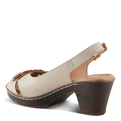 PATRIZIA Women's ADDISYN Buckle Sandals - Floral Stud Embellishments, Adjustable Fit, Faux Wood Heel LIGHT GREY EU 39 / US 8.5
