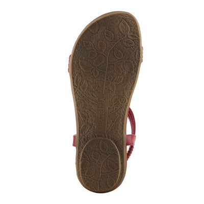 PATRIZIA Spring Step Nectarine Sandals for Womens - Ladies Sandals with Chic Flower Grabbing t-straps - Casuals Womens Sandals with Stretch Back Strap - Red US 5.5-6
