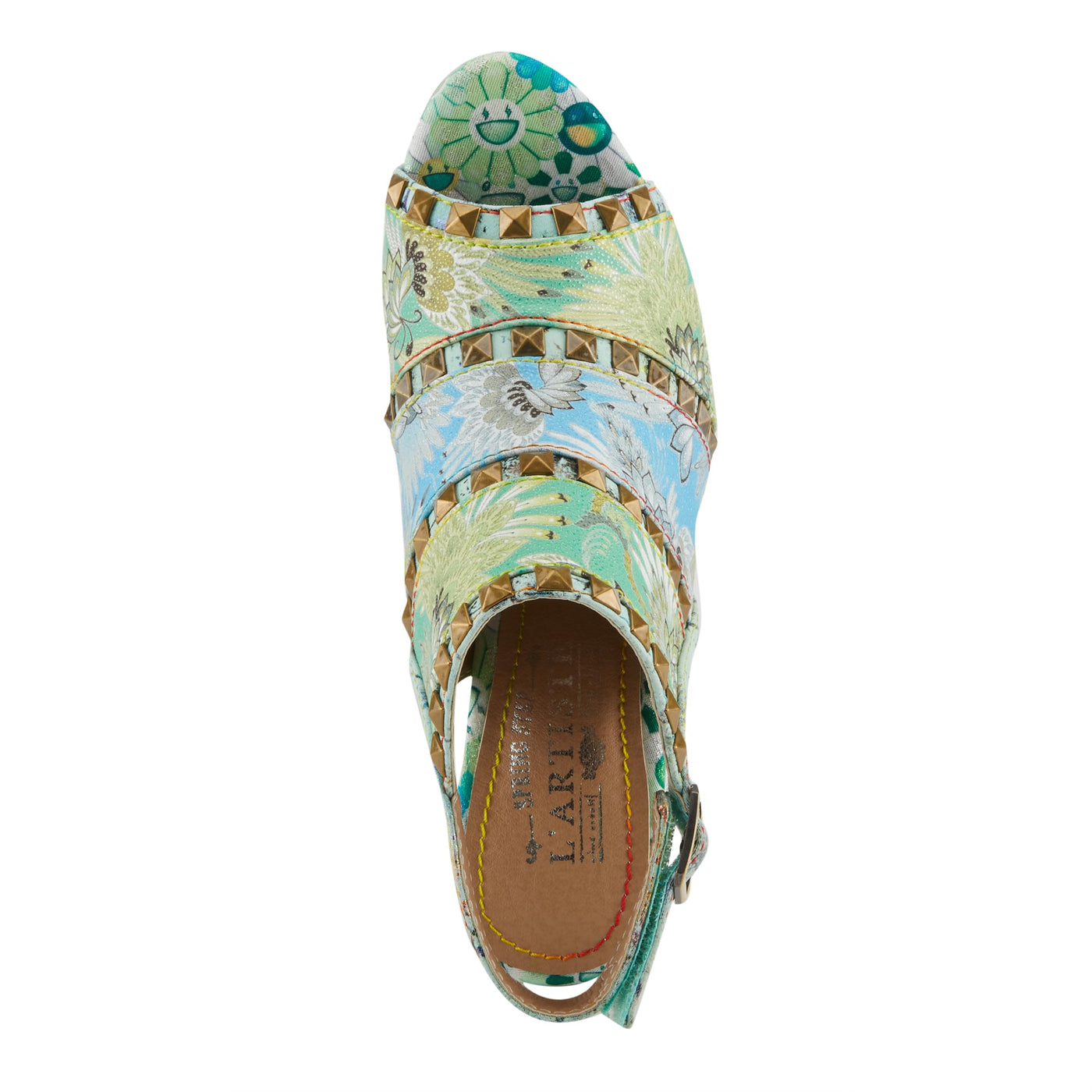 Spring Step L'Artiste Women's CHAVVI Slingback Sandals with Delicate Gold Accents Green Multi EU 40 / US 9
