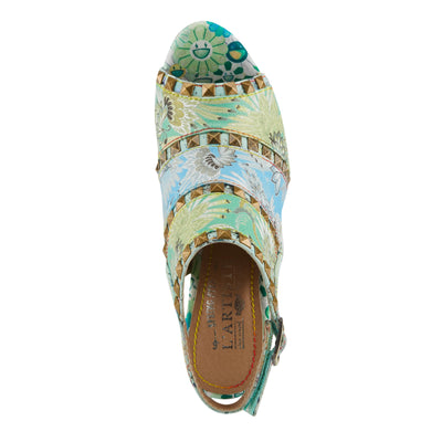 Spring Step L'Artiste Women's CHAVVI Slingback Sandals with Delicate Gold Accents Green Multi EU 41 / US 9.5-10