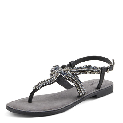 Azura Women's Cartwheel Gladiator Flat Sandal with Jewels and Crystals