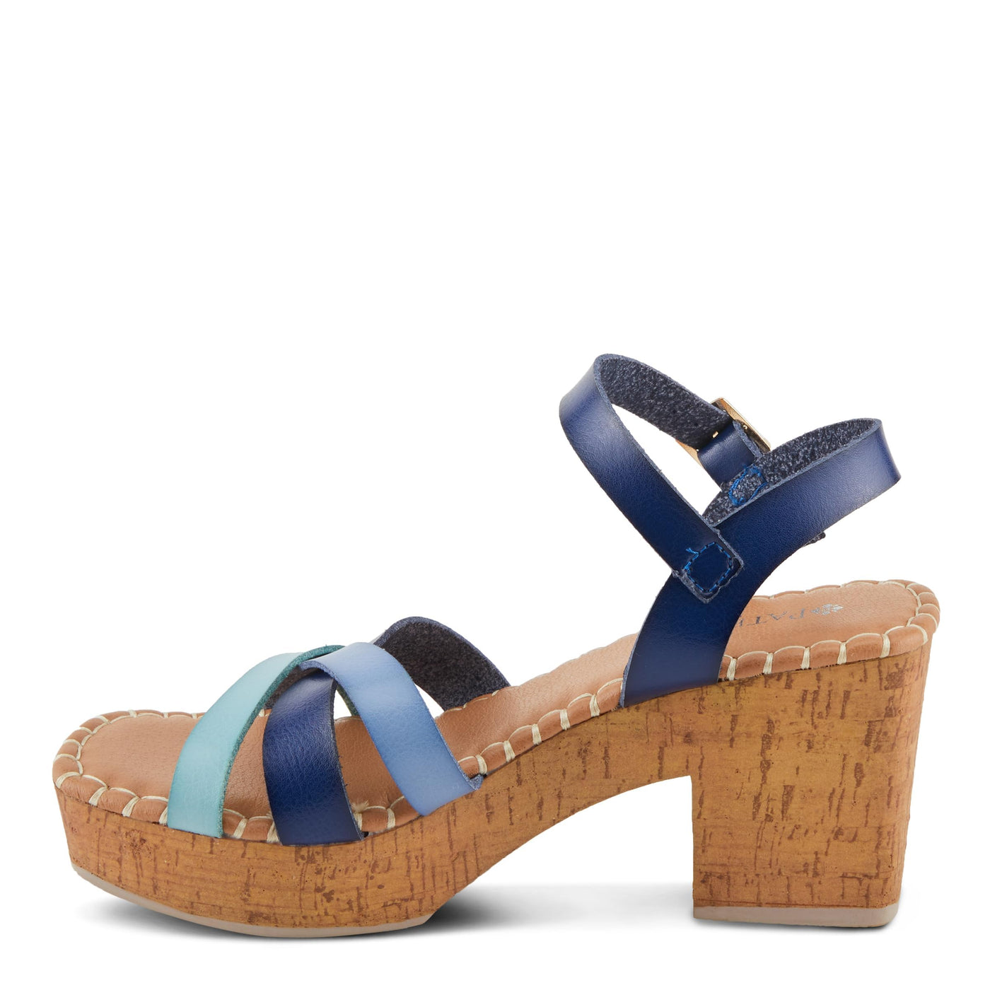 PATRIZIA Women's SANDRINE Quarter Strap Cork Platform Sandals Blue Multi EU 41 / US 9.5-10