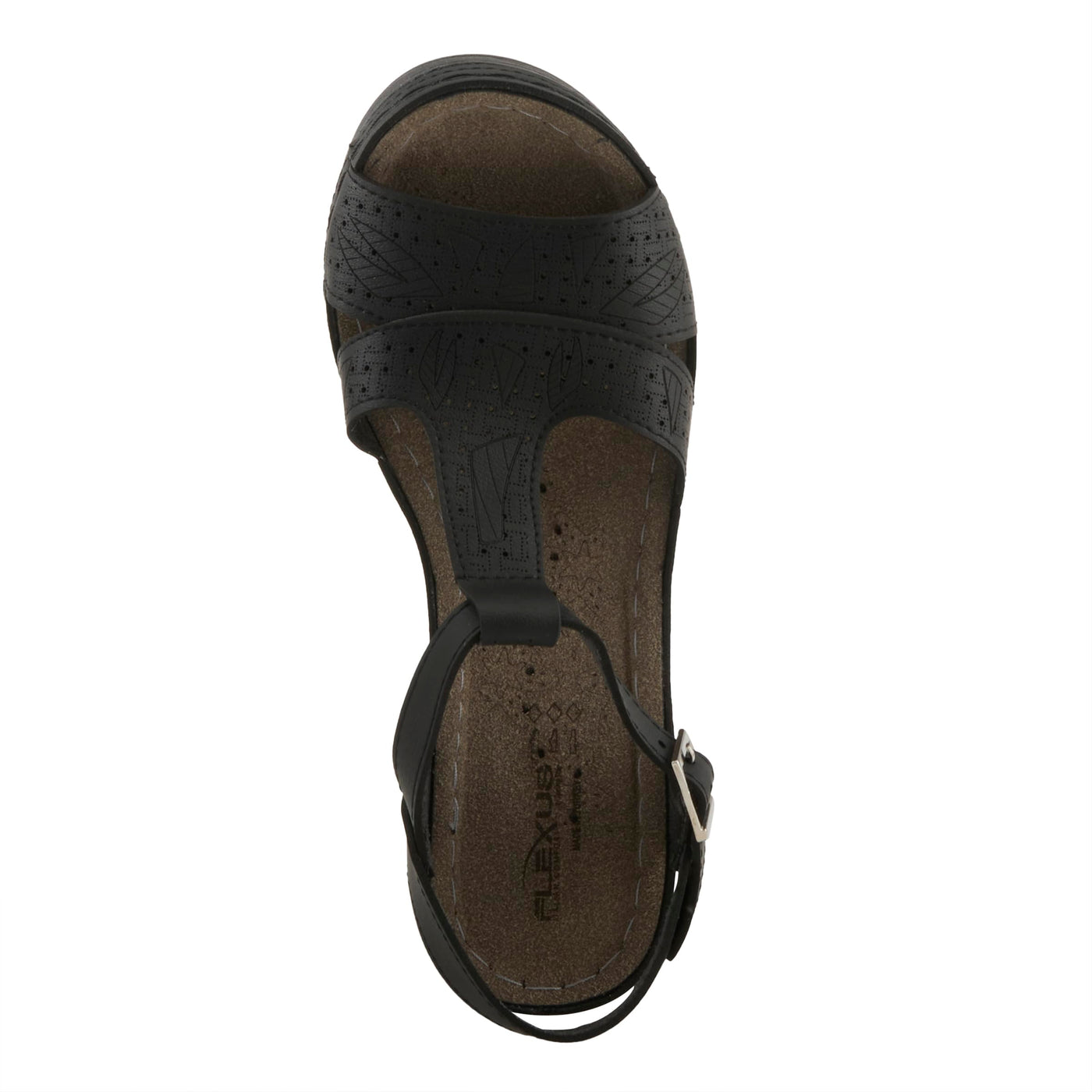 Flexus Natala Slingback Women's Sandal | Sandals for Women with Perforated Upper, Leather Insole and Comfort Wedge Heel,Black EU 40 / US 9