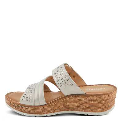 PATRIZIA Women's SHARONDA Asymmetrical Slide Wedge Sandals Silver EU 38 / US 7.5-8