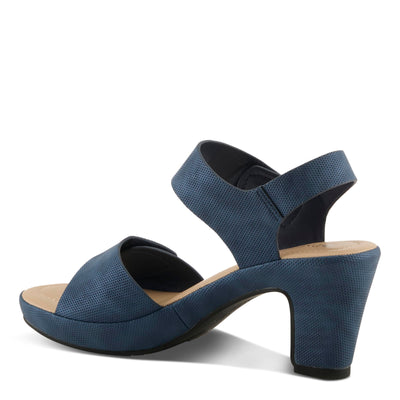 PATRIZIA Women's DADE-WOVEN Hook and Loop Sandals - Textured Faux Leather with Gold Button Accents, Adjustable Fit BLUE EU 38 / US 7.5-8