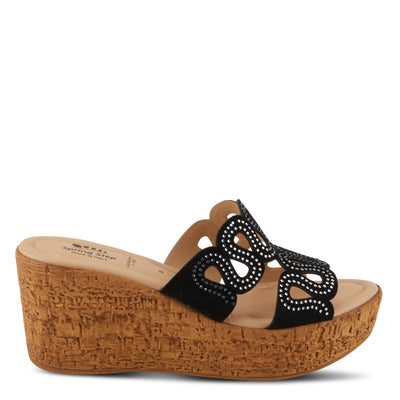 Spring Step Women's Mssteamy Slide Wedge Sandal Black Suede EU 35 / US 5