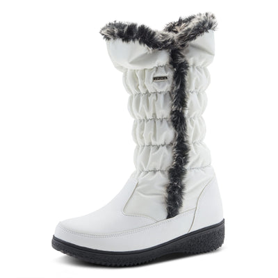 Flexus Spring Step Citywalk Tall Waterproof Winter Boots for Women - Ladies Snow Boots with Cozy Nylon & Faux Fur Lining - Women's Mid-Calf Boots with Zipper Closure - White US 10.5-11