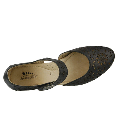 Spring Step Women's Nougat Wedge Sandal, Black, 39 EU/8.5 M US