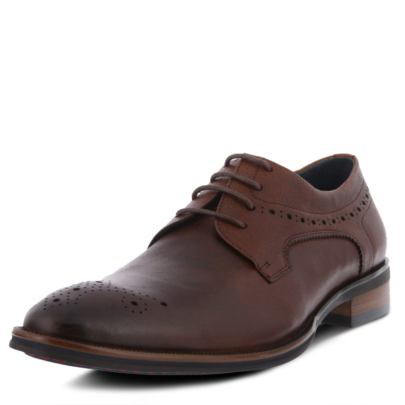 Spring Step Men's Charlie Leather Lace-Up Wingtip Shoe Brown