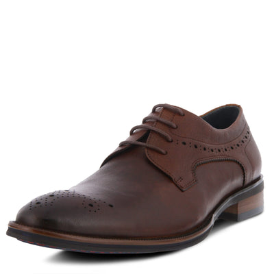 Spring Step Men's Charlie Leather Lace-Up Wingtip Shoe Brown