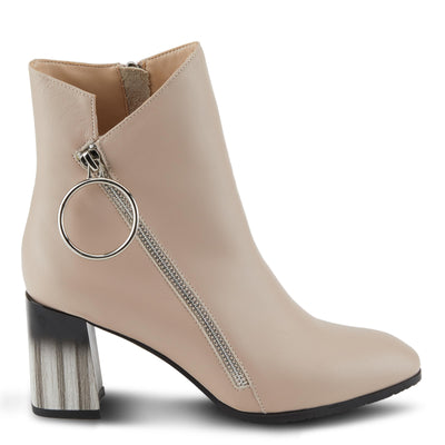 Azura Spring Step Fabulosa V Collar Ankle Boots for Women - Premium Leather Women's Chelsea Boots with Side Zippers - Beige EU 41 / US 9.5-10