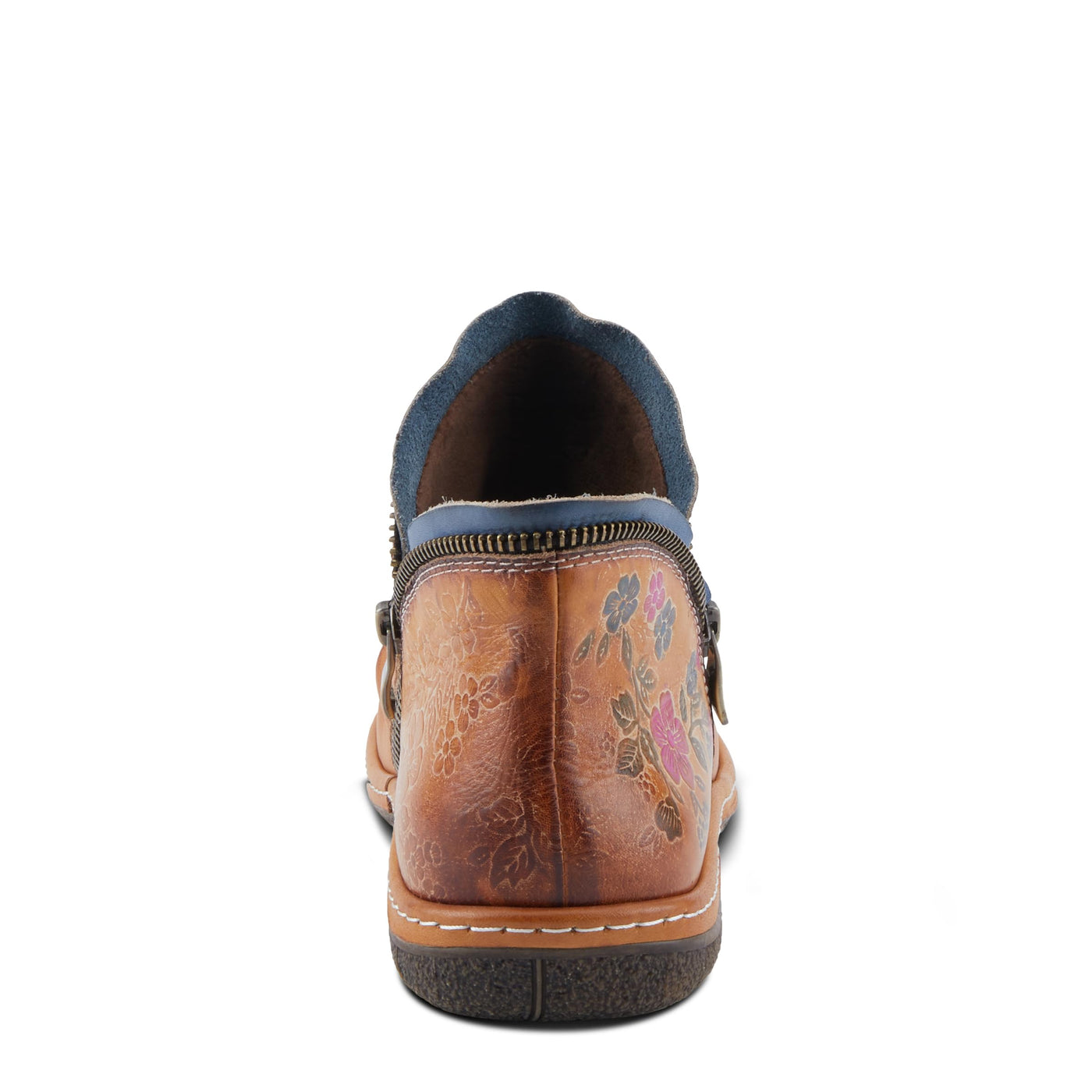 Spring Step L'Artiste Chesapeake Women's Floral Bootie - Painted Flowers, Burnished Leather, Bohemian Style Camel EU 39 / US 8.5