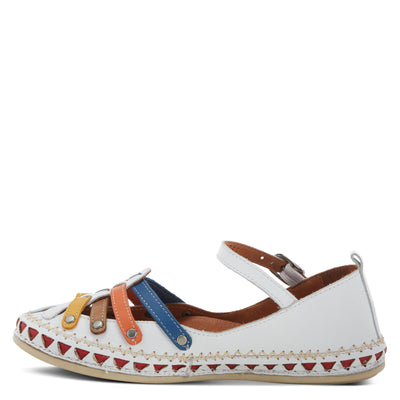 Spring Step Women's Apache Mary-Jane Leather Flat Shoe White Multi EU 38 / US 7.5-8