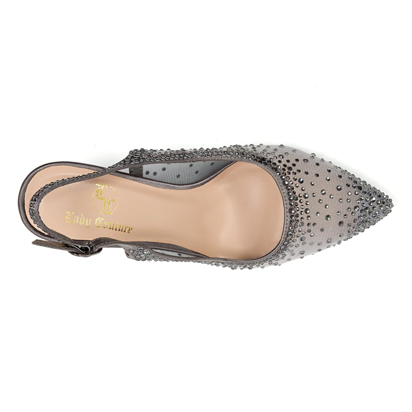 Lady Couture Lola Embellished Pointed Toe Slingback Pump, Pewter, 10