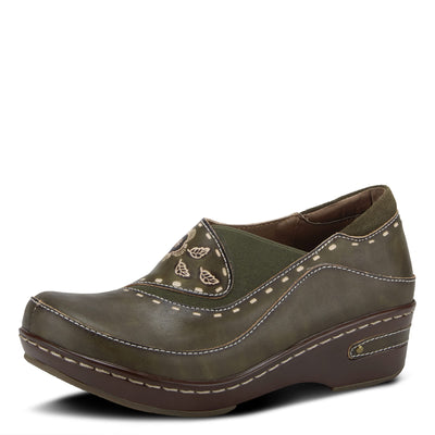 Spring Step L'artiste Burbank Leather Clogs for Women | Designer Hand-Painted Slip-On Shoes | Ladies Casual Platform Clog