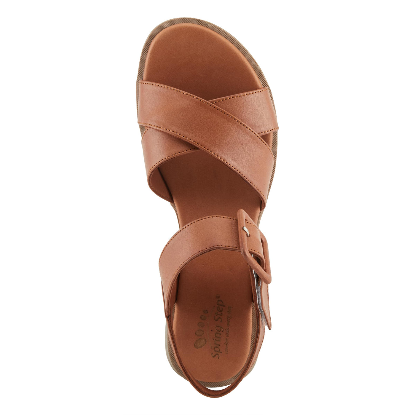 Spring Step PIDAE Women's Leather City Sandals with Crisscross Upper and Decorative Buckle Camel EU 40 / US 9