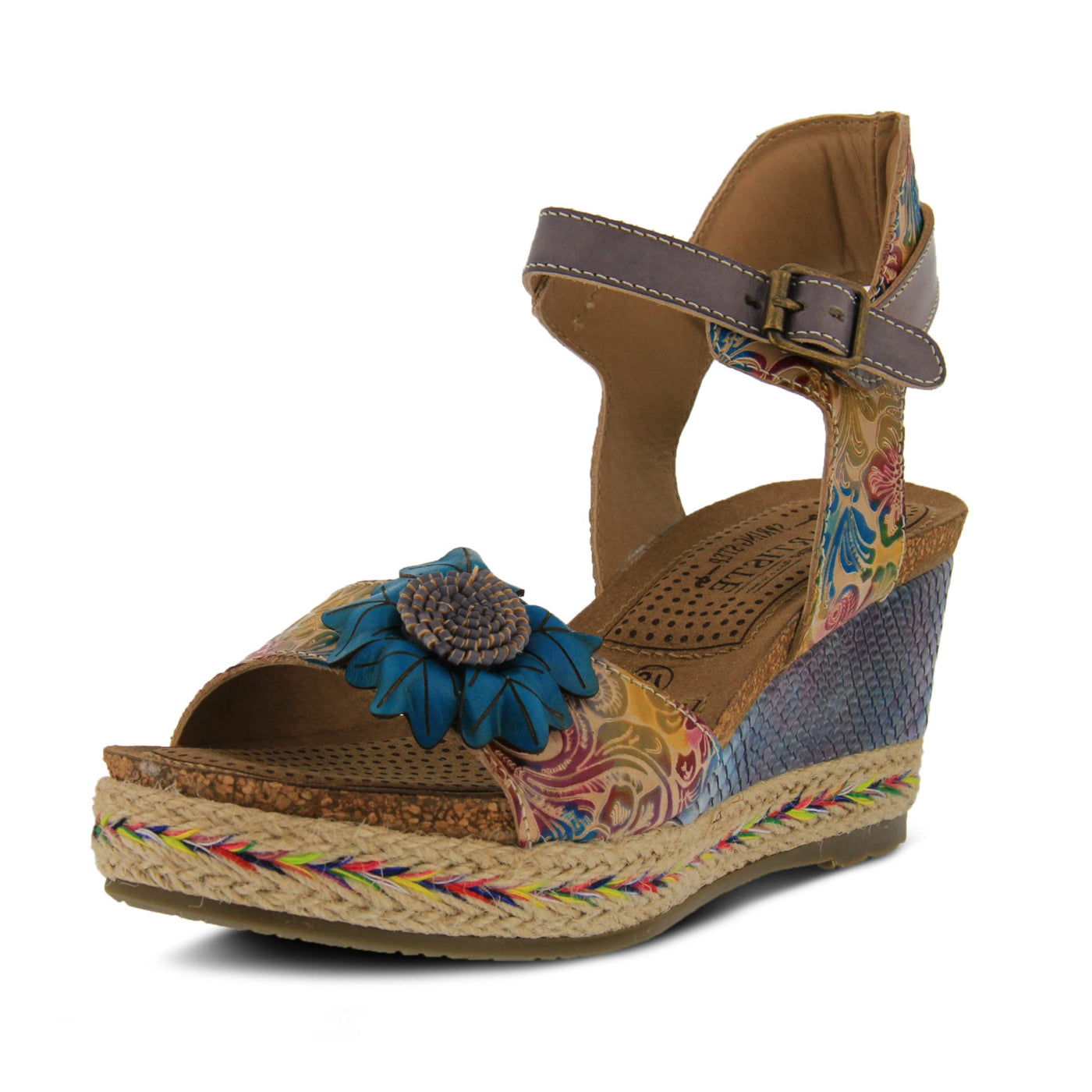 Spring Step L'Artiste Women's Annmarie Ankle Strap Sandal Grey Multi EU 38 / US 7.5-8
