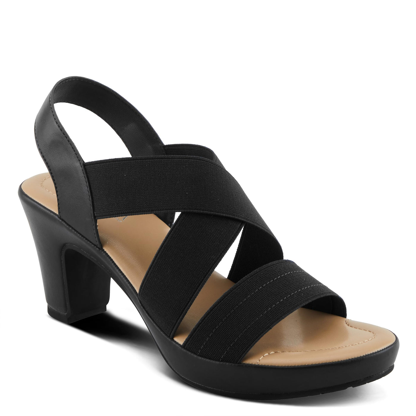 PATRIZIA Women's DIYA-STRETCH Slingback Cross-Over Heeled Sandals Black EU 41 / US 9.5-10