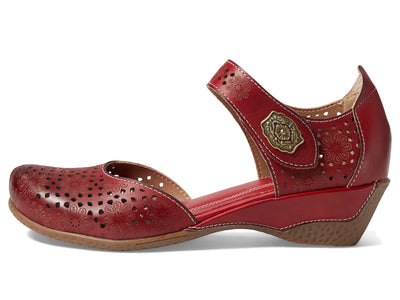 Spring Step L'Artiste Women's Americana Wedge Mary Jane Shoe Red EU 41 / US 9.5-10