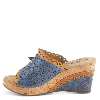 Spring Step L'Artiste Women's ANNAMARIA Slide Wedge Sandal Blue Multi EU 35 / US 5