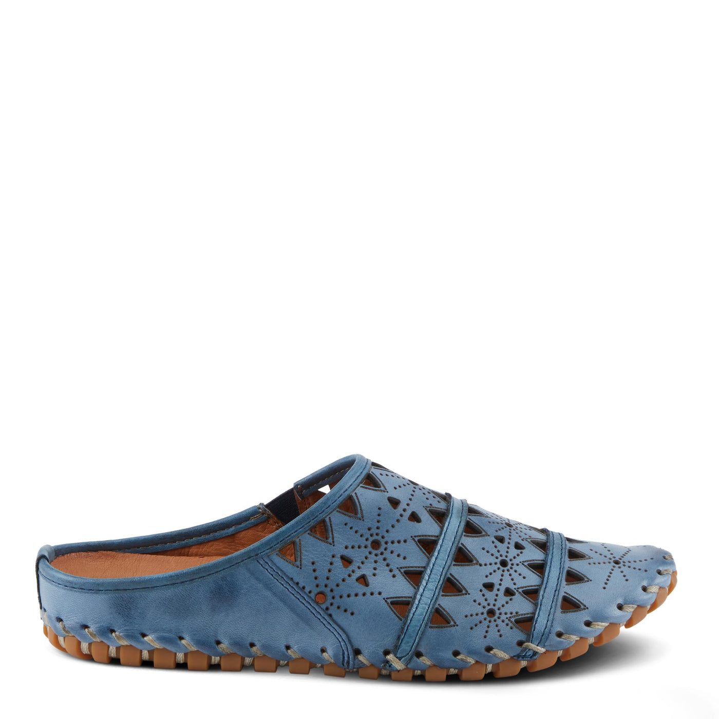 Spring Step Fusalide Slip-On Shoes for Womens - Comfortable Slip-On Shoes with Rubber Outsole - Casual Leather Clogs for Women - Blue EU 40 / US 9