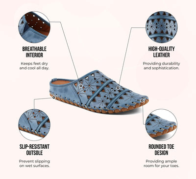 Spring Step Fusalide Slip-On Shoes for Womens - Comfortable Slip-On Shoes with Rubber Outsole - Casual Leather Clogs for Women - Blue EU 41 / US 9.5-10