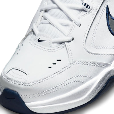 Nike Men's Air Monarch IV Cross Trainer, White/Metallic Silver/Midnight Navy, 6.5 4E US