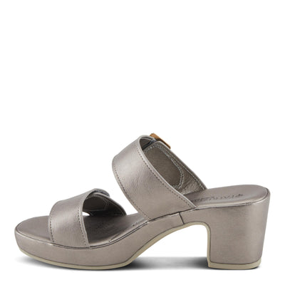 PATRIZIA Women's SANCIA Two Strap Slide Heeled Sandals Pewter EU 40 / US 9