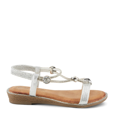 PATRIZIA Women's CHARMER T-Strap Flat Sandals Silver EU 41 / US 9.5-10