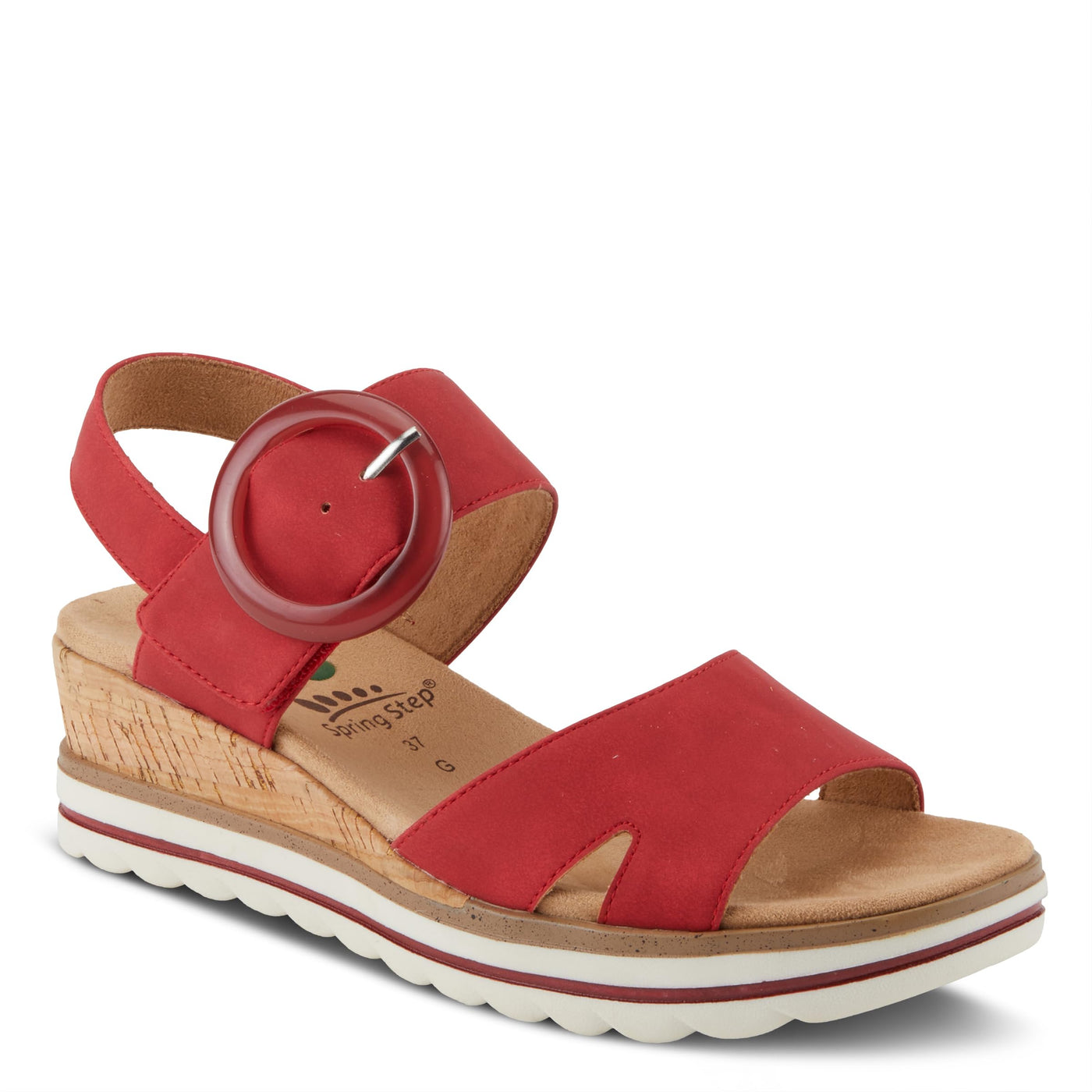 Spring Step Women's Loriya Slingback Wedge Sandal Red EU 37 / US 6.5-7