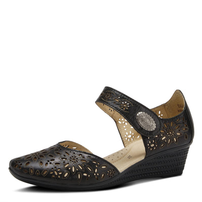 Spring Step Women's Nougat Wedge Sandal, Black, 38 EU/7.5-8 M US