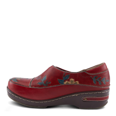 Spring Step L'Artiste Burbank-Flower Women's Bohemian Clogs - Perforated Leather, Artistic Flair, Luxurious Comfort Red Multi EU 42 / US 10.5-11