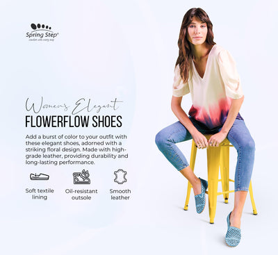 Spring Step Flowerflow Shoes for Women - Leather Womens Loafer with Floral Laser Cutout - Comfortale Slip-On Shoes for Womens Light Brown