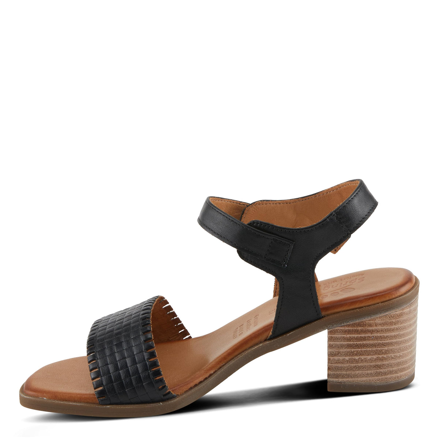 Spring Step NIFONA Women's Embossed Leather Sandals with Cushioned Footbed and Stacked Heel