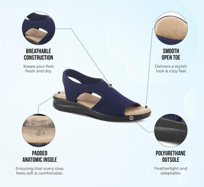 Flexus Nyaman Pindott Slingback Sandals for Women | Lightweight, Adjustable and Iridescent Women's Footwear for All Day Comfort, Made in Italy BLACK EU 38 / US 7.5-8