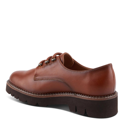 PATRIZIA Women's HAZELINA Oxfords with Burnished Finish, Elastic Laces, and Lightweight EVA Sole Camel EU 37 / US 6.5-7