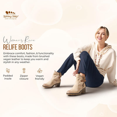 Spring Step Relife Style Rene Knee High Ankle Boots for Women | Shoes for Women with Zipper Closure, Sweater Knit Cuff and Faux Fur Insole Black EU 40 / US 9